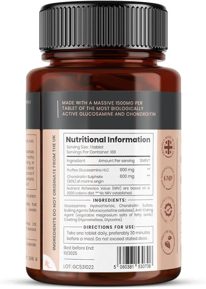 pureclinica High Strength 1500mg Glucosamine HCL 180 Tablets