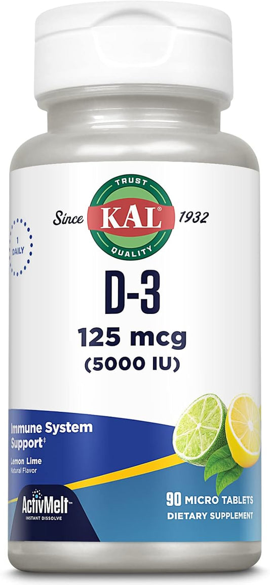 KAL Vitamin D-3 5000 IU ActivMelt, 90 Servings, 90 Micro