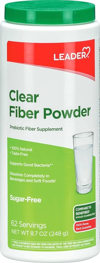 Leader Prebiotic Fiber Supplement Powder 100% Natural 62 Servings (8.7 OZ)