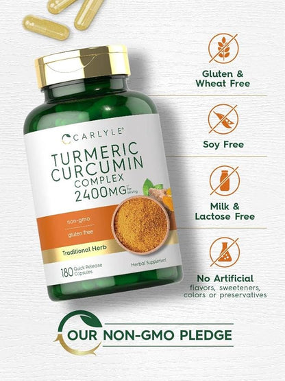Carlyle Turmeric Curcumin Supplement 2400mg 180 Powder