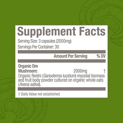 OM Mushroom Superfood Reishi Mushroom Capsules Supplement, Promotes Stress & Immune Support, 90 Count, 30 Days Supply