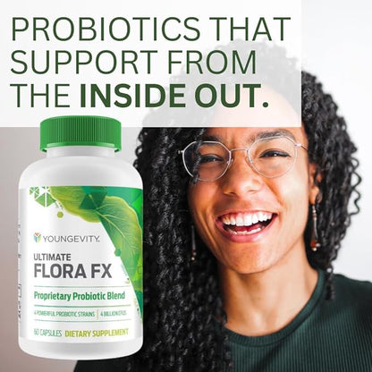 Youngevity Ultimate Flora FX Probiotic Supplement - 4 Bottles 60 Capsules Per Bottle