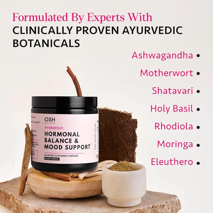 Ayurvedic Hormone Balance for Women | Cortisol Manager | Regulates Estrogen | Ashwagandha, Rhodiola, & Shatavari | Mood, Energy, & Sleep Support | Stress Relief | Made in USA | 60 Ct. - OSH Wellness