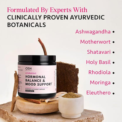 Ayurvedic Hormone Balance for Women | Cortisol Manager | Regulates Estrogen | Ashwagandha, Rhodiola, & Shatavari | Mood, Energy, & Sleep Support | Stress Relief | Made in USA | 60 Ct. - OSH Wellness