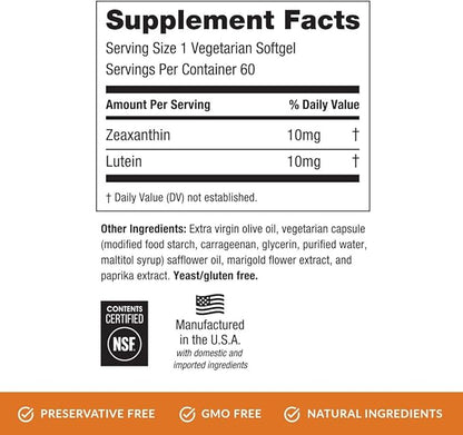 EyePromise Zeaxanthin + Lutein Eye Vitamin 60 Softgels