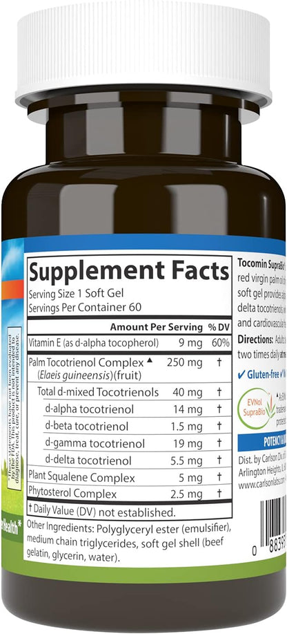 Carlson - Tocomin SupraBio, Bio-enhanced Tocotrienol 60 soft