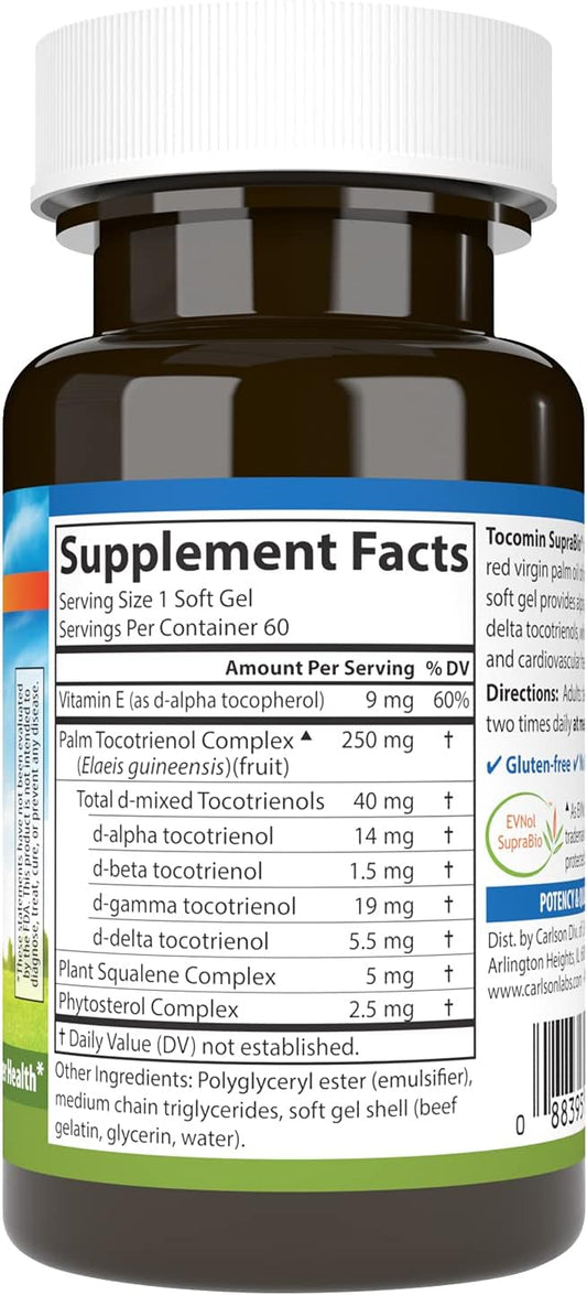 Carlson - Tocomin SupraBio, Bio-enhanced Tocotrienol 60 soft
