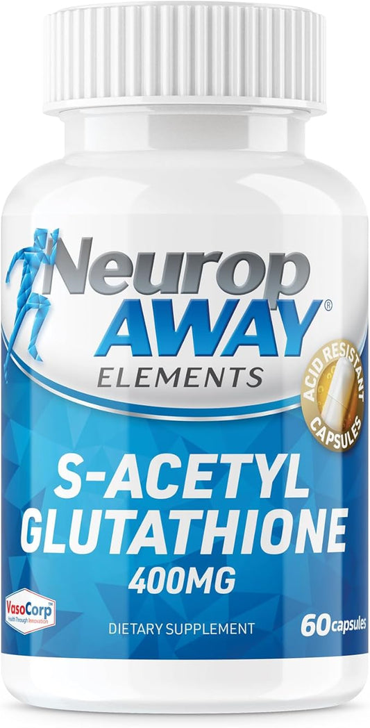 NeuropAWAY Elements S-Acetyl-Glutathione 400mg Acid Resistant 60ct (60 (60 400mg 400mg Capsules 3rd Party