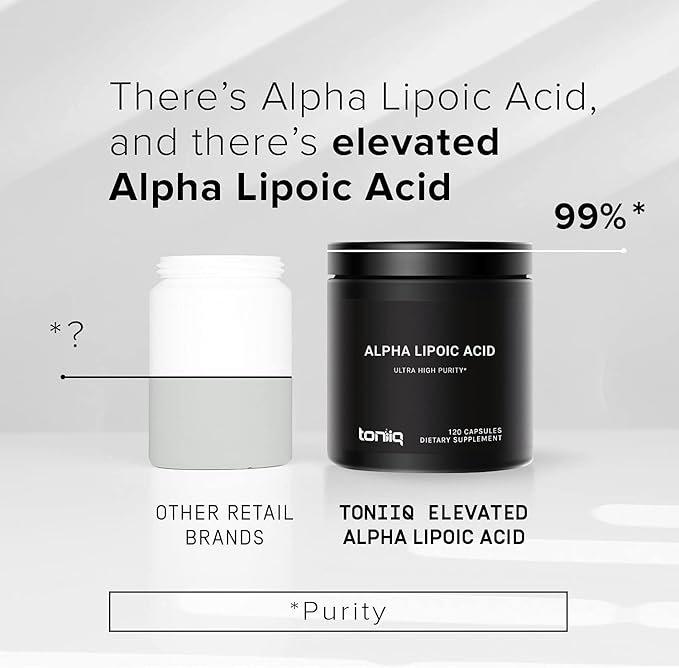 Toniiq 1000mg Ultra High Strength Alpha 99%+ USP 120 Capsules