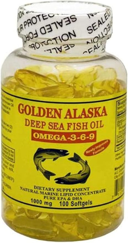 Golden Alaska Deep Sea Omega-3-6-9 Fish 1000mg 100 100 Softgels