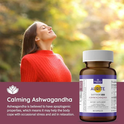 Saffron Ashwagandha Supplement 60 Count, (2 Months