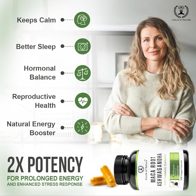 Maca Root 10,000 mg, Ashwagandha 6000mg 120 Capsules