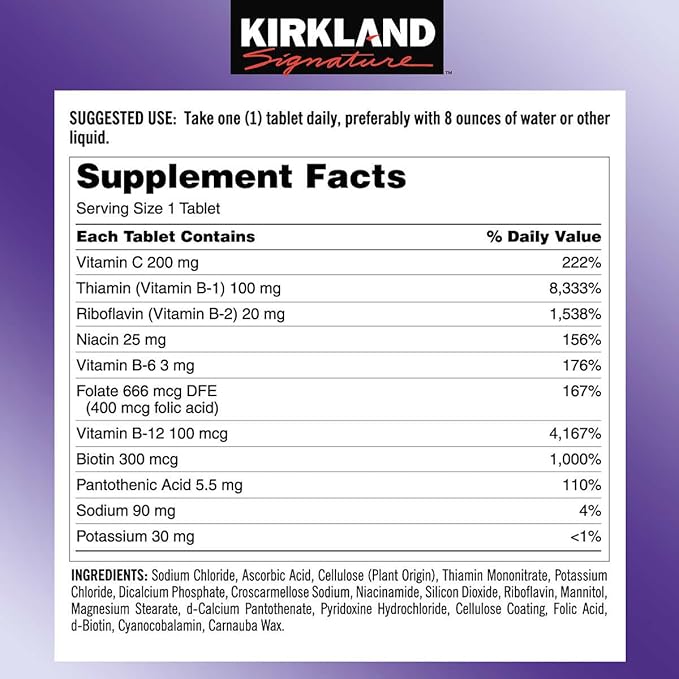 Kirk-Land Signature Super B-Complex with Electrolytes, 500 Tablets 8 B 500 Days