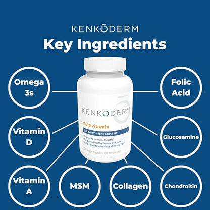 Kenkoderm Multivitamin for Psoriasis, Skin Care 120 Capsules 3, Vitamin 60 Day