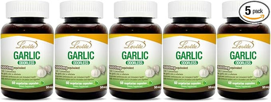Lovita Odorless Garlic Extract 5000mg | 1.25% Allicin 60 Vegetarian (10 Months 5)
