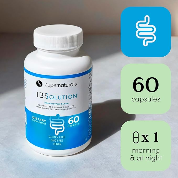 IBSolution - Digestive Health Supplement, Gas, Bloating, Diarrhea, Constipation Relief, Abdominal Pain, With Psyllium, Promote Regularity, Supports Gut Health, Made in USA - 60 Vegan Capsules, 2-Pack