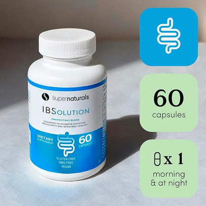 IBSolution - Digestive Health Supplement, Gas, Bloating, Diarrhea, Constipation Relief, Abdominal Pain, With Psyllium, Promote Regularity, Supports Gut Health, Made in USA - 60 Vegan Capsules, 2-Pack