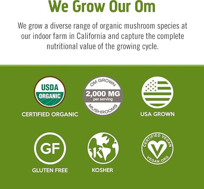 OM MUSHROOM SUPERFOOD Matcha Latte Blend Mushroom Powder, Single Serve, 10 Count, Green Tea, Lion's Mane, Reishi, Chaga, Turkey Tail, Focus & Stress Support Supplement