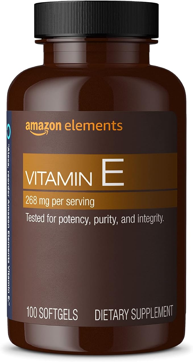 Amazon Elements Vitamin E, 400 IU, 100 Softgels, 100 days