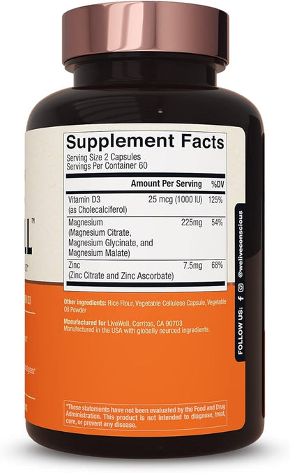 Magnesium Zinc & Vitamin D3 120 Capsules (2-Pack)