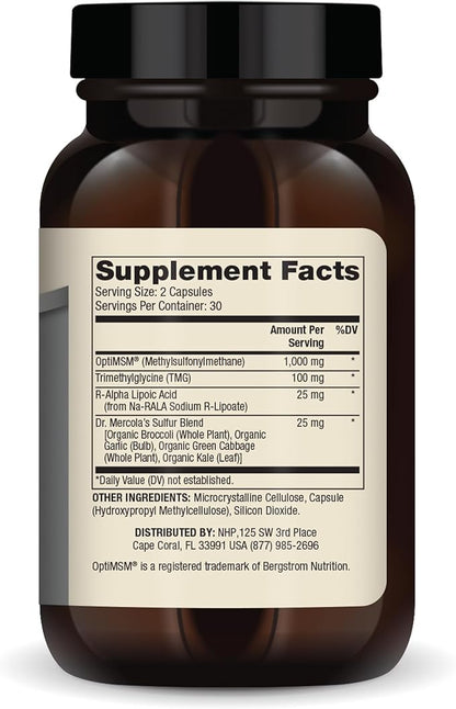 Dr. Mercola, MSM Methylsulfonylmethane Sulfur Complex 30 Servings (60 Capsules),