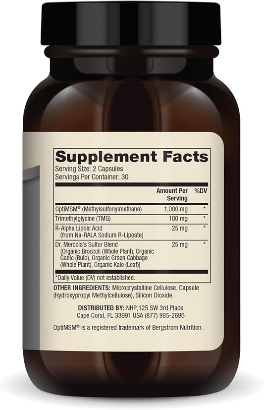 Dr. Mercola, MSM Methylsulfonylmethane Sulfur Complex 30 Servings (60 Capsules),