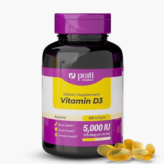 Vitamin D3 5,000 IU – 500 Softgels – Supports Defense System, Bone & Muscle Health – Family Size
