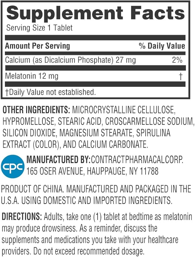 Earth's Splendor Melatonin 12 MG Bilayer 60 Count 2 Month