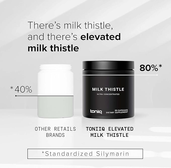 Toniiq 25,000mg 50x Concentrated Milk Thistle Extract 500mg Per 80% Silymarin 90 Vegetarian