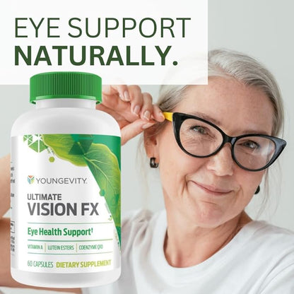 Youngevity Ultimate Vision FX™ - Eye Vitamin & Mineral Supplement Blend - Lutein, CoQ10, Vitamins A, C, E, Zinc, Chromium, Selenium for Eye Health (60 Capsules)