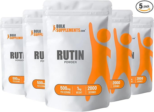 BulkSupplements.com Rutin Powder - from Sophora Japonica, Rutin Supplement, Rutin 500mg - Antioxidants Source, Soy Free, 500mg per Serving, 5kg (11 lbs) (Pack of 5)
