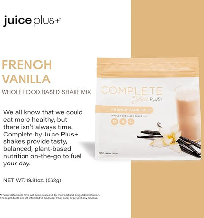 Juice Plus+ Complete Vanilla Shakes - Plant-Based, Whole Food Nutrition with Protein, Fiber, Greens, Prebiotics and a Superfood Blend of Essential Nutrients - 2 Pouches, 30 Servings Each