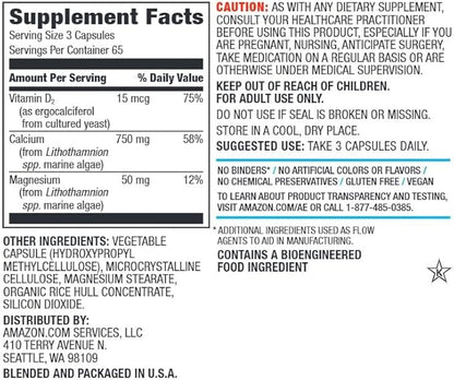 Amazon Elements Calcium Complex with Vitamin 250 mg (3 per 195 Capsules