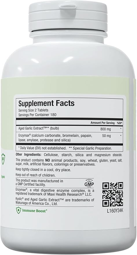 Maxi Health Kyolic Organic Garlic Supplement (360 Count)