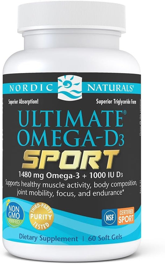 Nordic Naturals Ultimate Omega-D3 Sport, Lemon 60 Soft 1480 mg Omega-3 + 1000 IU D3 - 30 Servings