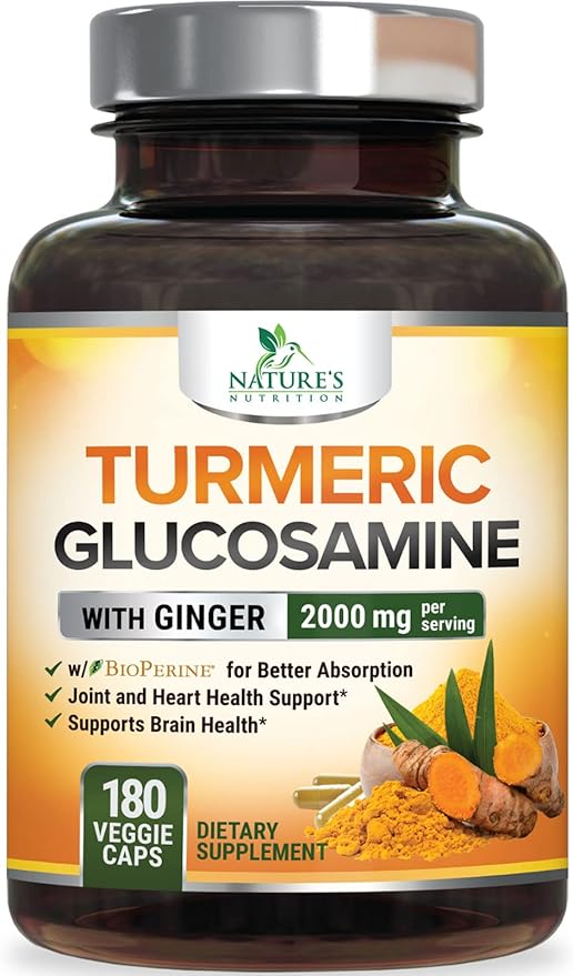 Turmeric Curcumin with BioPerine, Ginger & 95% Curcuminoids 2000mg Black 180 Capsules