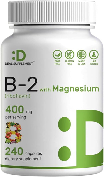 Vitamin B2 Riboflavin 400 mg, 240 Capsules
