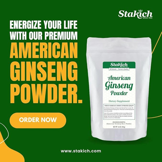 Stakich American Ginseng Root Powder 1 Pound (1 Pound)