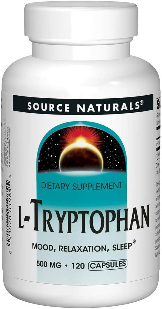 Source Naturals L-Tryptophan, for Mood, Relaxation, 500mg - 120 Capsules