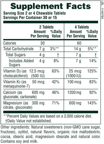 NaturesPlus Cal/Mag/VIT D3 with Vitamin K2-60 D3 & K2 Bone 30 Servings