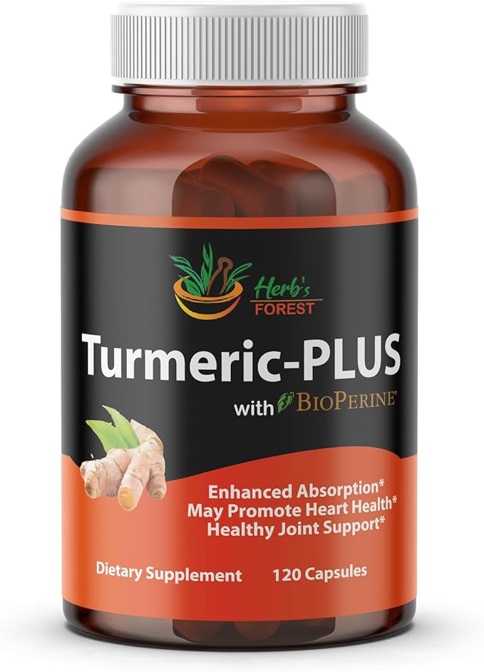 Organic Turmeric Curcumin Complex with BioPerine, 4 caps 120 Veg 95% Curcuminoids, 20x Absorption