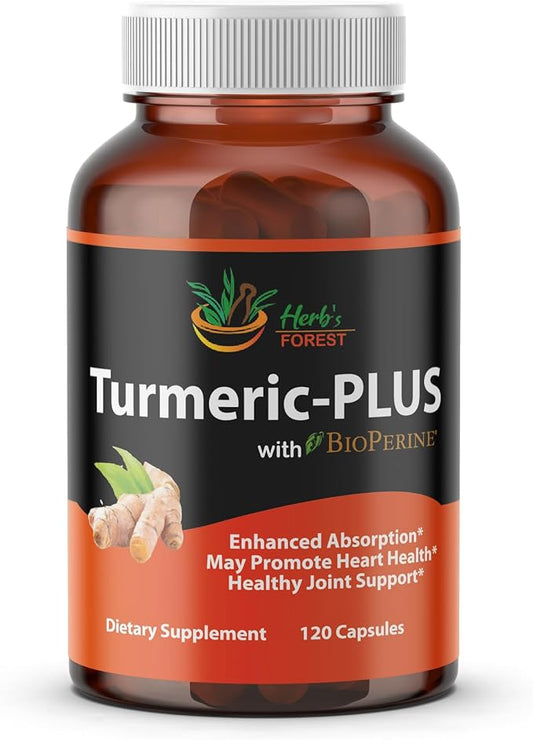 Organic Turmeric Curcumin Complex with BioPerine, 4 caps 120 Veg 95% Curcuminoids, 20x Absorption