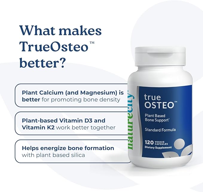 True-Osteo Plant-Based Supplement for Bone Strength D3, Vitamin K2, Silicon| (360 Capsules)
