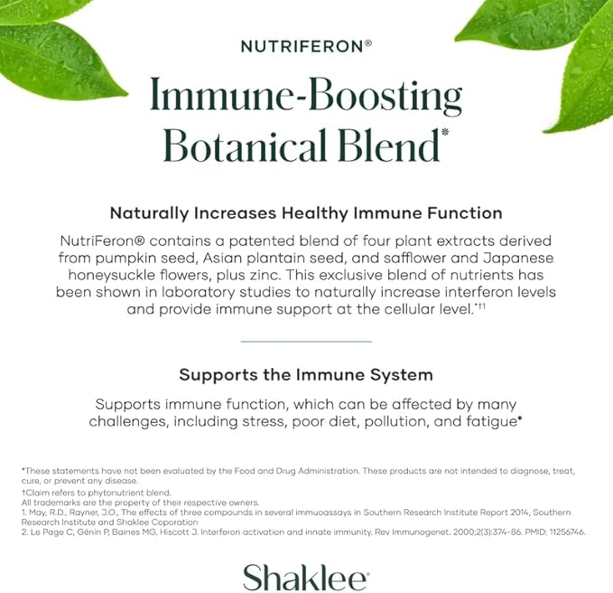 Shaklee - NutriFeron® Immune-Boosting Botanical Blend - Developed by Renowned Immunologist - Promotes Healthy Immune Function with Interferon-Boosting Ingredients - Contains Zinc - 60 Caplets