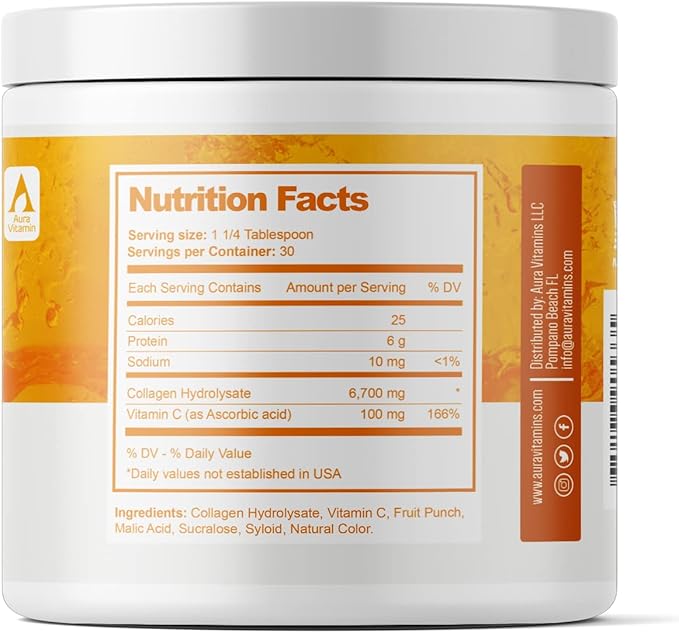 Hydrolyzed Collagen Powder Supplement 200gr (Orange)