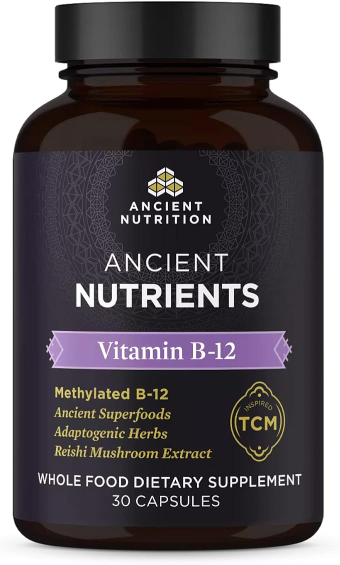 Vitamin B12 Supplement by Ancient Nutrition, 30 Capsules