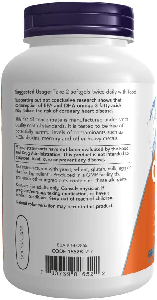 NOW Supplements, Omega-3 180 EPA / 120 DHA, 200 Softgels