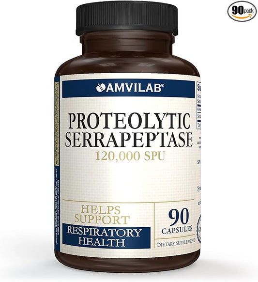 Proteolytic Serrapeptase Enzymes 120,000 SPU 90 Capsules