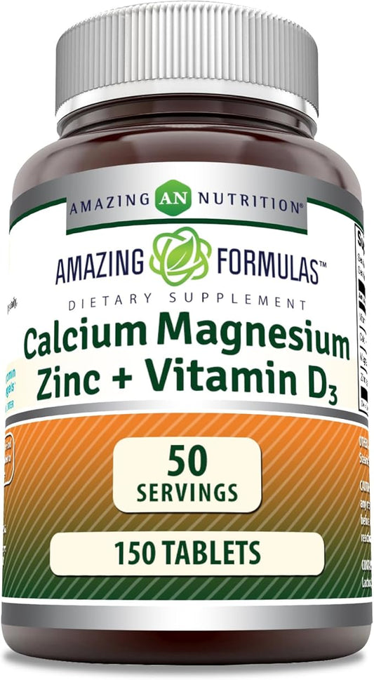 Amazing Formulas Calcium Magnesium Zinc + D3 Supplement 150 Tablets