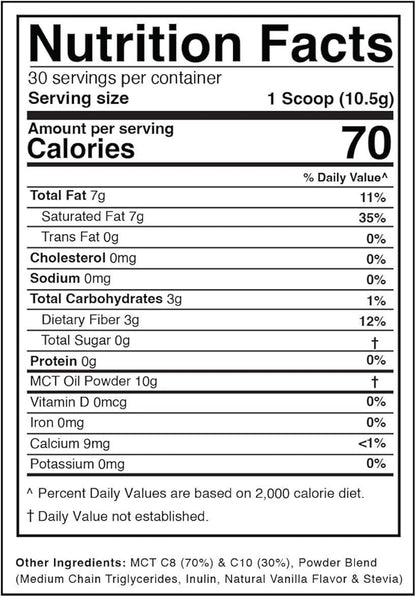 Divine Health Dr. Colbert MD MCT Oil Powder | Vanilla Flavor Recommended in The Keto Zone Diet Book | 70% C8 | 30% C10 | 0 Net Carbs | Alternative to Coffee Creamer | 315g